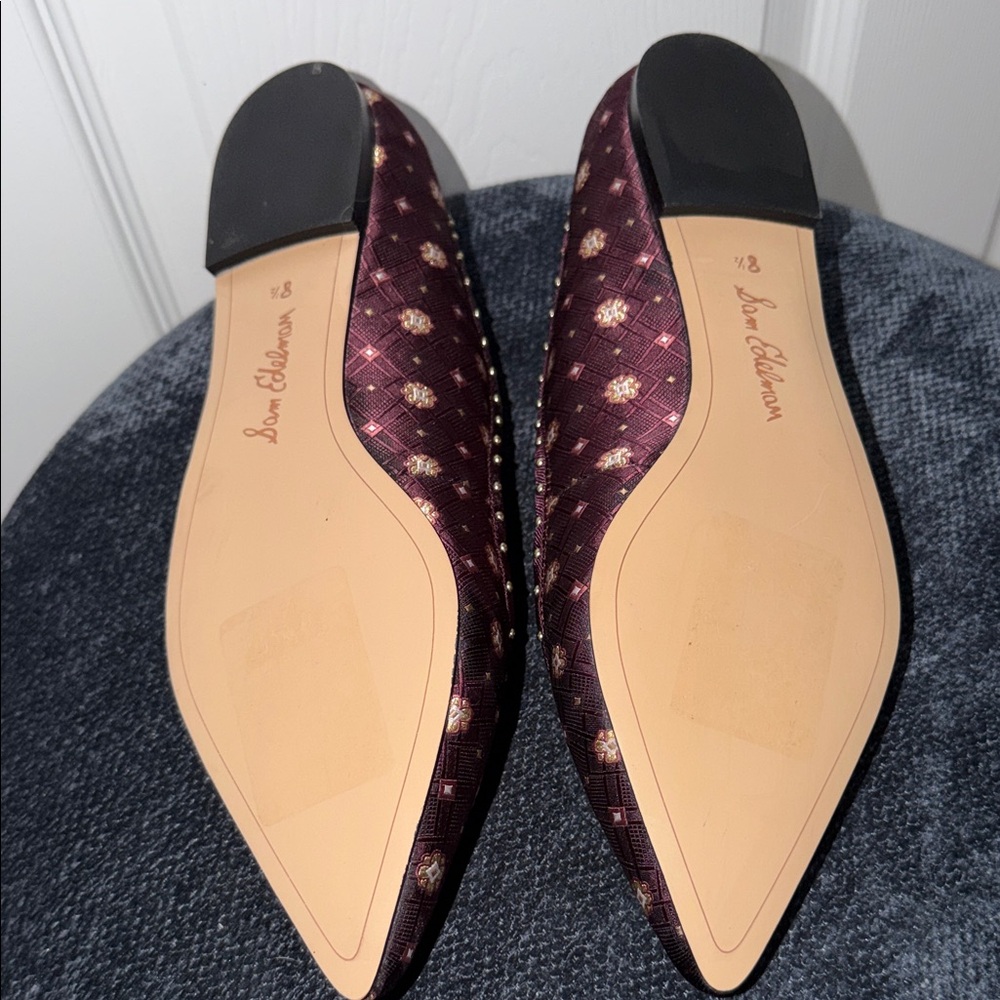 Sam Edelman Maroon Patterned Women's Flats - Picture 4 of 4